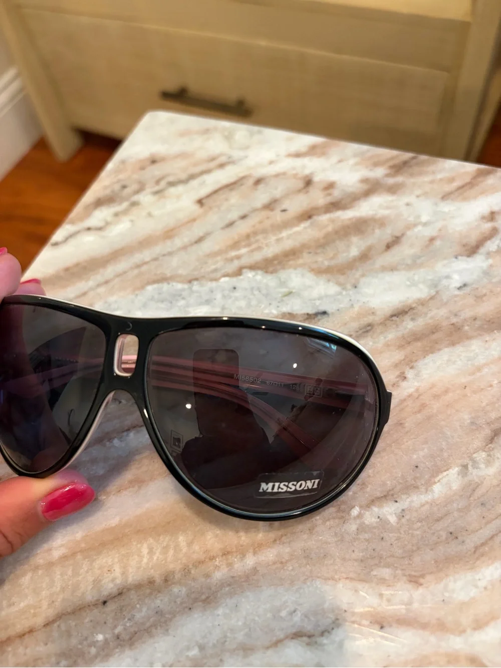 Missoni Pink Frame Sunglasses with Black Temples and Gold Logo